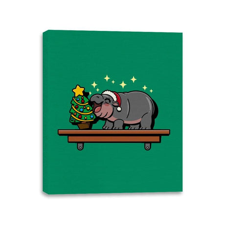 Hippo On The Shelf - Canvas Wraps Canvas Wraps RIPT Apparel 11x14 / Kelly