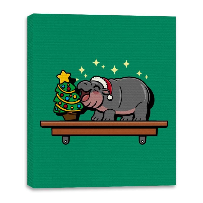 Hippo On The Shelf - Canvas Wraps Canvas Wraps RIPT Apparel 16x20 / Kelly