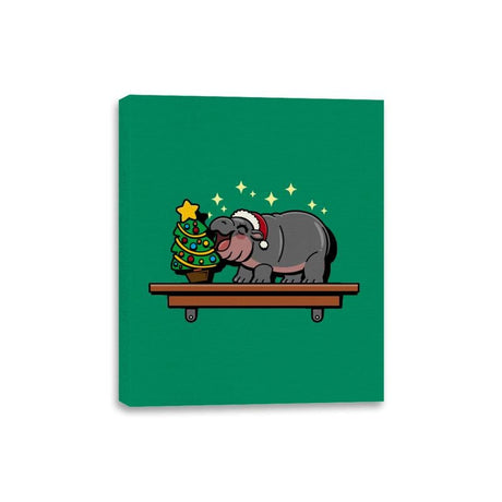 Hippo On The Shelf - Canvas Wraps Canvas Wraps RIPT Apparel 8x10 / Kelly