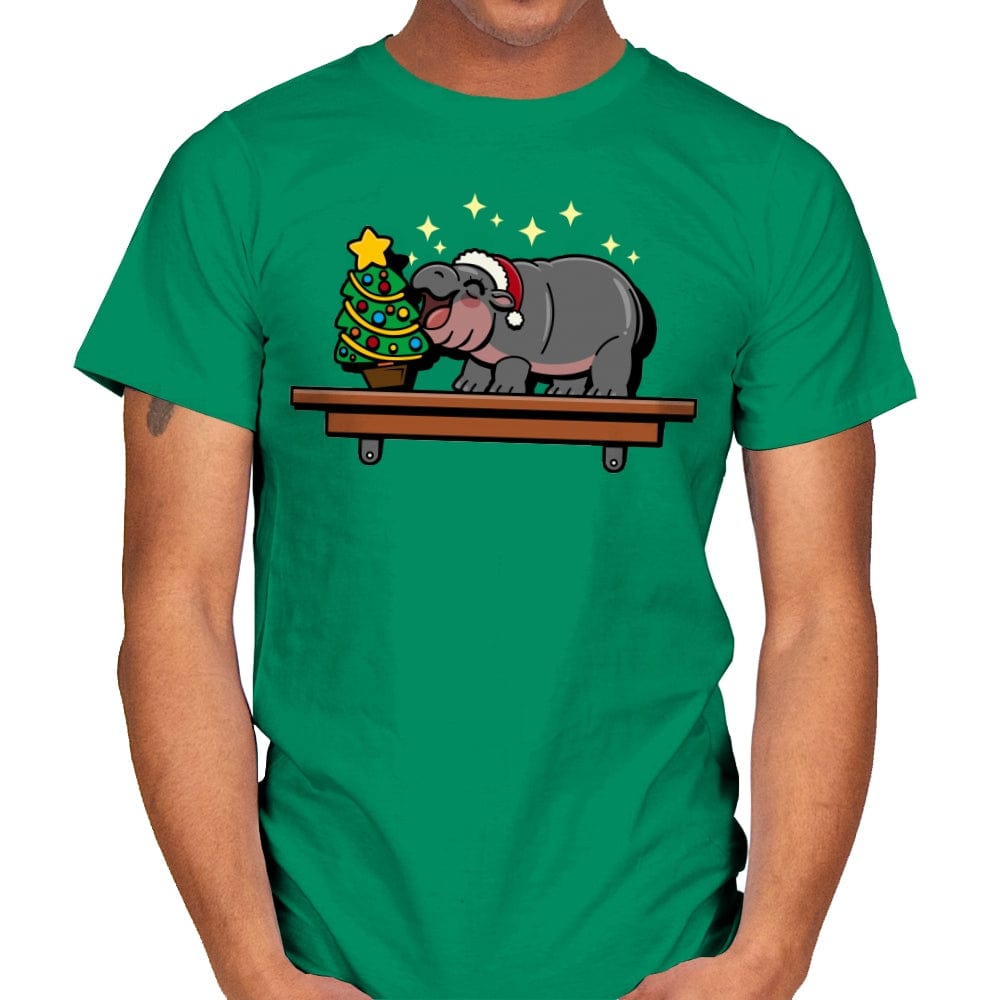 Hippo On The Shelf - Mens T-Shirts RIPT Apparel Small / Kelly