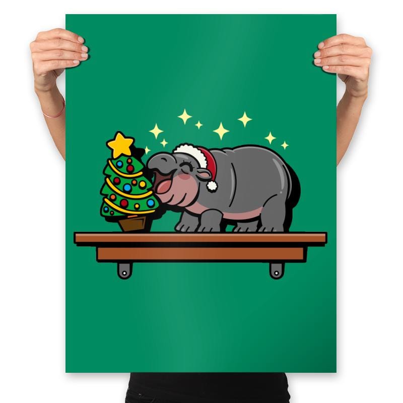 Hippo On The Shelf - Prints Posters RIPT Apparel 18x24 / Kelly