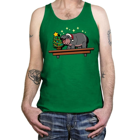 Hippo On The Shelf - Tanktop Tanktop RIPT Apparel X-Small / Kelly