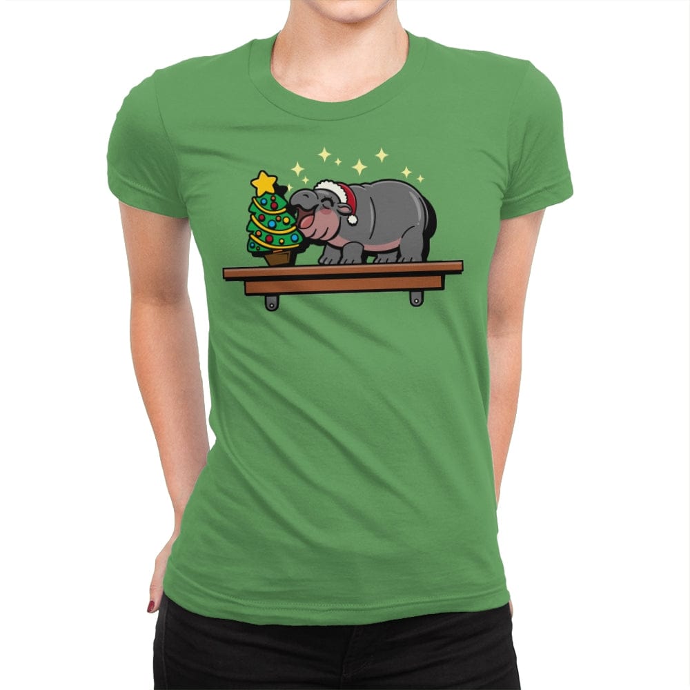 Hippo On The Shelf - Womens Premium T-Shirts RIPT Apparel Small / Kelly