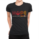 Hope Since 1977 - Womens Premium T-Shirts RIPT Apparel Small / Black