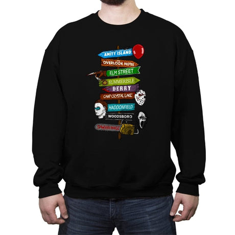 Horror Town - Crew Neck Sweatshirt Crew Neck Sweatshirt RIPT Apparel Small / Black