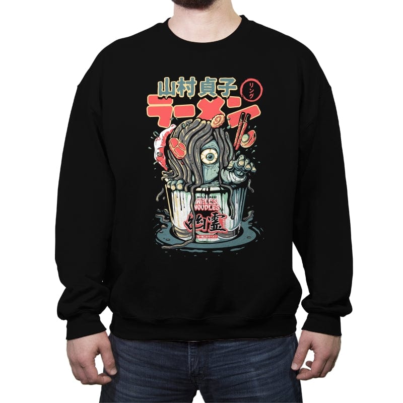 Horror Yurei Ramen - Crew Neck Sweatshirt Crew Neck Sweatshirt RIPT Apparel Small / Black