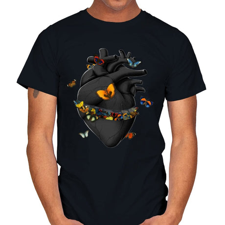 Hurting Black Heart Butterfly - Mens T-Shirts RIPT Apparel Small / Black