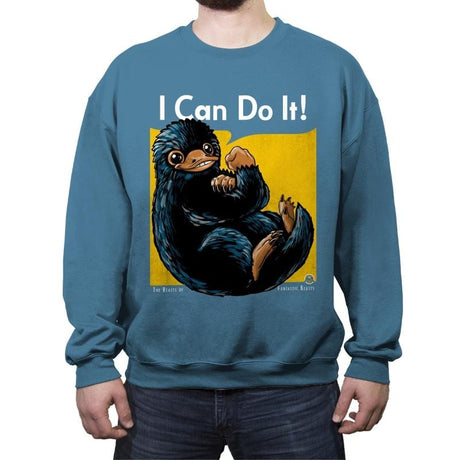 I Can Do It - Crew Neck Sweatshirt Crew Neck Sweatshirt RIPT Apparel Small / Indigo Blue