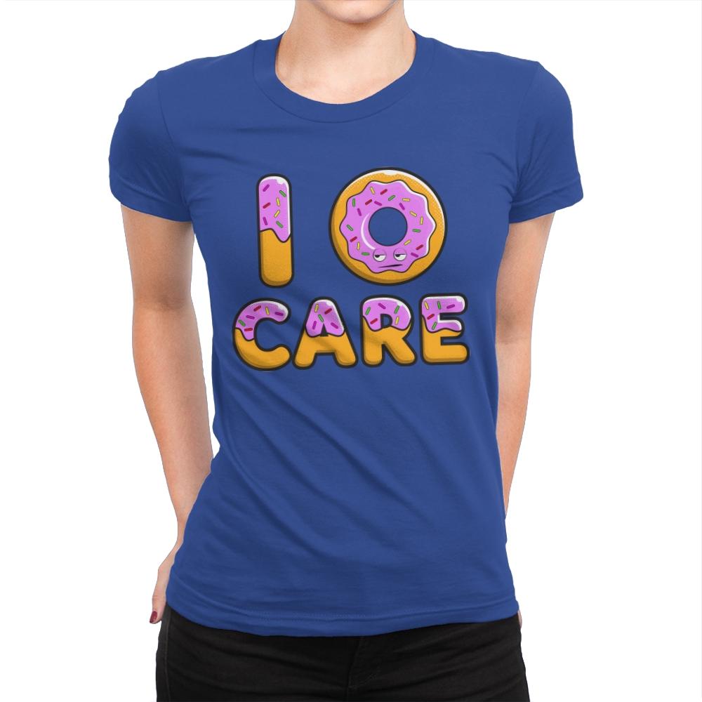 I Donut Care - Womens Premium T-Shirts RIPT Apparel Small / Royal