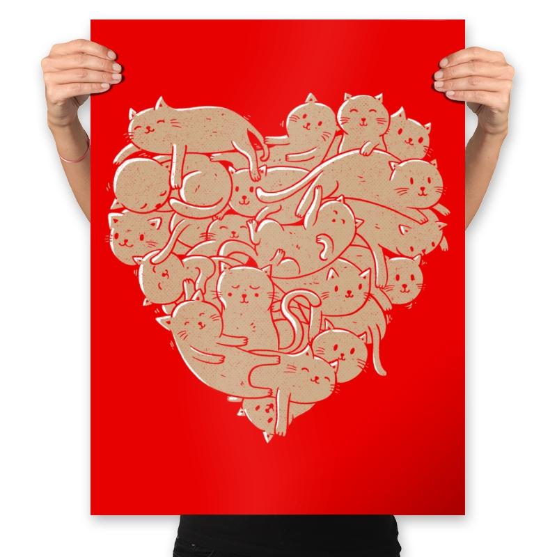 I Love Cats Heart - Prints Posters RIPT Apparel 18x24 / Red