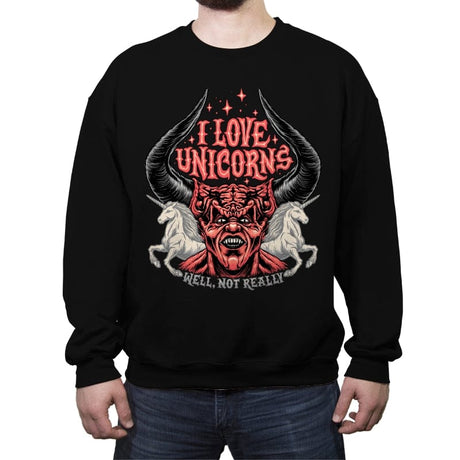 I Love Unicorns - Crew Neck Sweatshirt Crew Neck Sweatshirt RIPT Apparel Small / Black