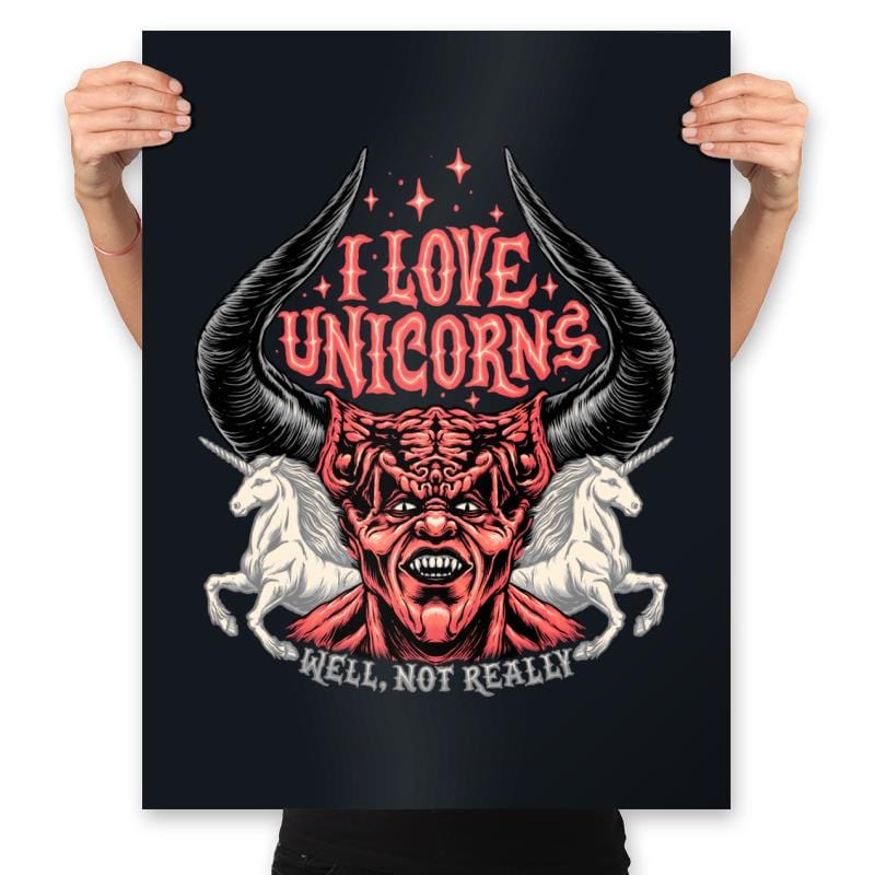 I Love Unicorns - Prints Posters RIPT Apparel 18x24 / Black