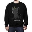 I Love You Cat - Crew Neck Sweatshirt Crew Neck Sweatshirt RIPT Apparel Small / Black