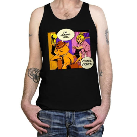 I'm leaving, please no! Cat lady - Tanktop Tanktop RIPT Apparel X-Small / Black