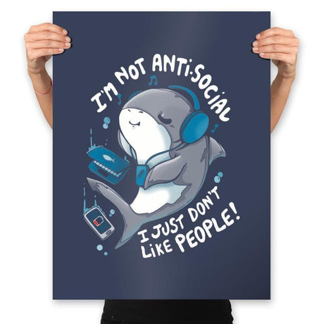 I'm Not Antisocial - Prints Posters RIPT Apparel 18x24 / Navy