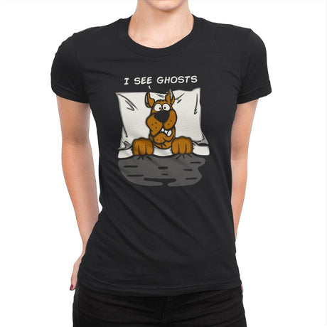 I See Ghosts - Womens Premium T-Shirts RIPT Apparel Small / Black