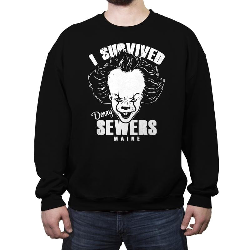 I Survived Derry Sewers - Crew Neck Sweatshirt Crew Neck Sweatshirt RIPT Apparel Small / Black