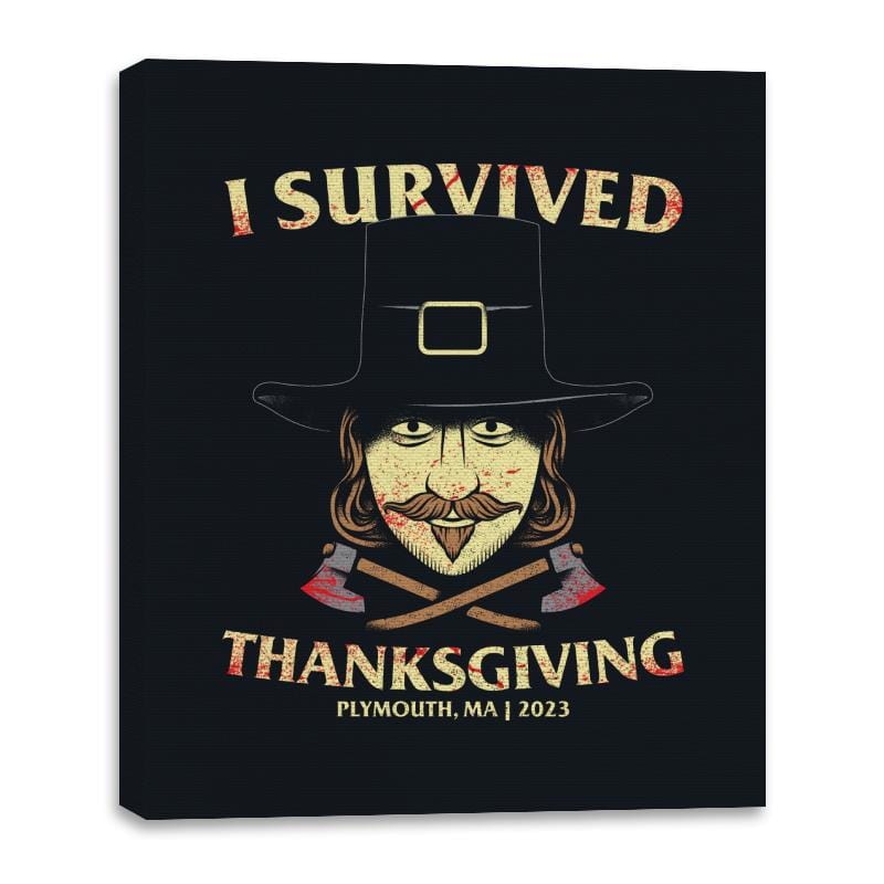 I Survived Thanksgiving - Canvas Wraps Canvas Wraps RIPT Apparel 16x20 / Black