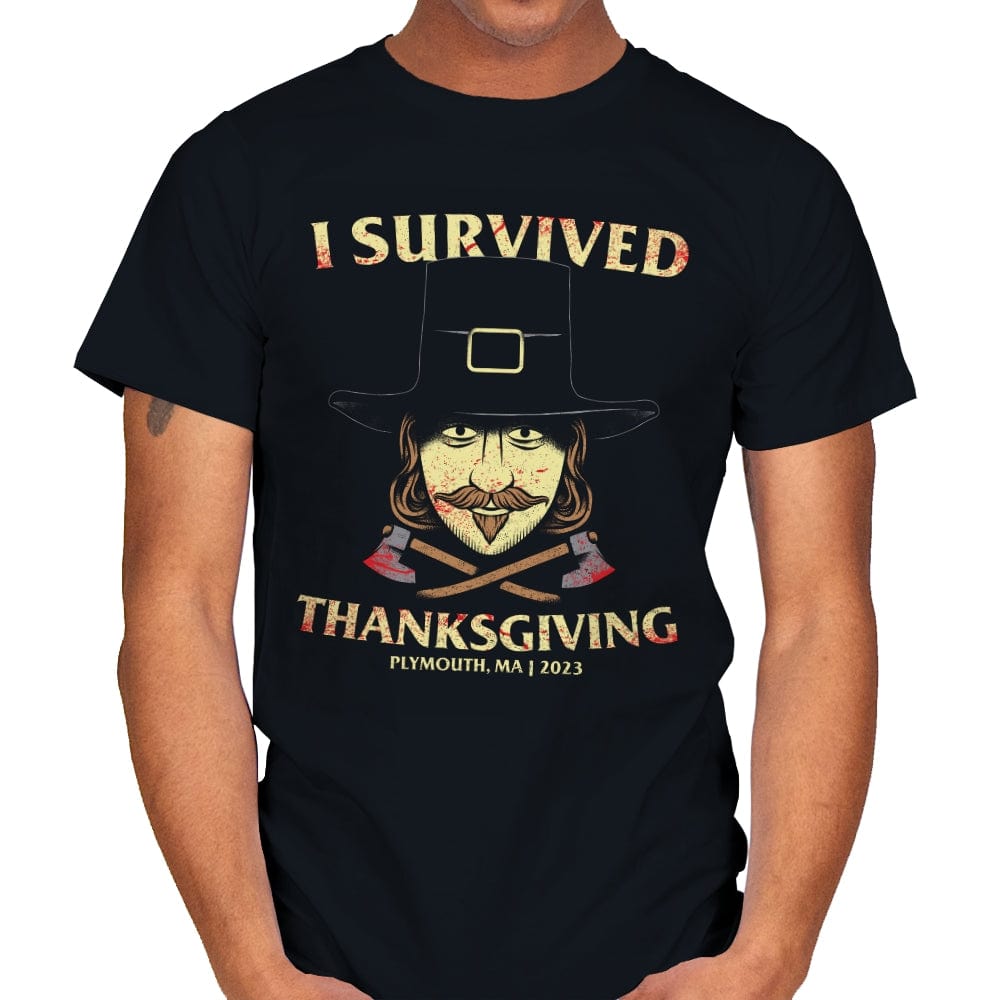 I Survived Thanksgiving - Mens T-Shirts RIPT Apparel Small / Black