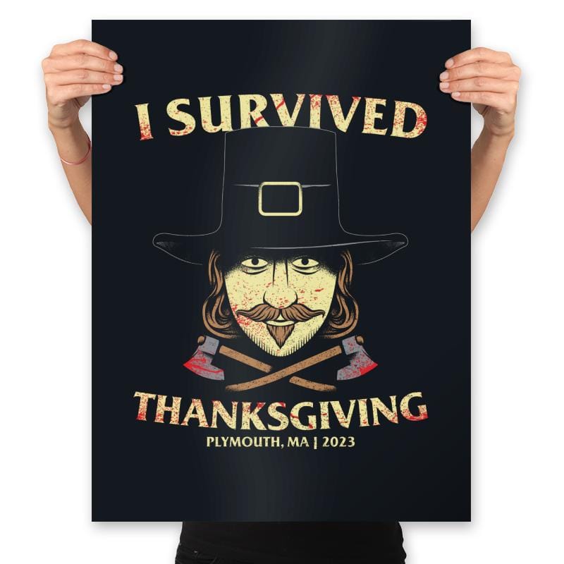 I Survived Thanksgiving - Prints Posters RIPT Apparel 18x24 / Black