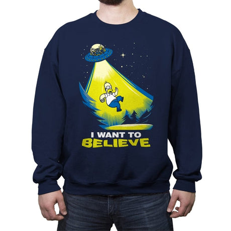 I want to Believe! - Crew Neck Sweatshirt Crew Neck Sweatshirt RIPT Apparel Small / Navy