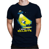 I want to Believe! - Mens Premium T-Shirts RIPT Apparel Small / Midnight Navy