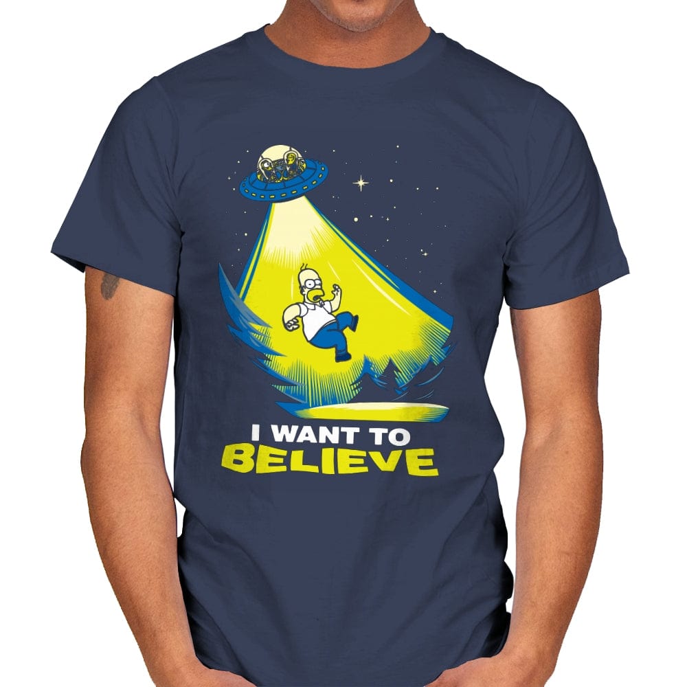 I want to Believe! - Mens T-Shirts RIPT Apparel Small / Navy