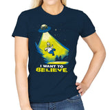 I want to Believe! - Womens T-Shirts RIPT Apparel Small / Navy