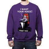 I Want Your Voice Now! - Raffitees - Crew Neck Sweatshirt Crew Neck Sweatshirt RIPT Apparel Small / Purple