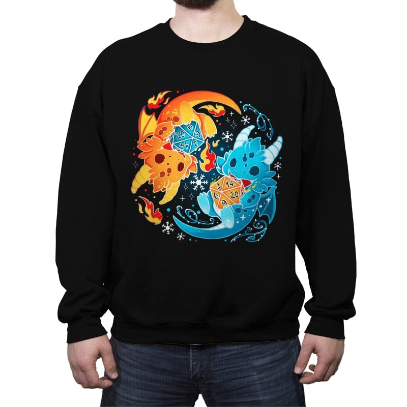 Ice Fire Dragon Dice - Crew Neck Sweatshirt Crew Neck Sweatshirt RIPT Apparel Small / Black