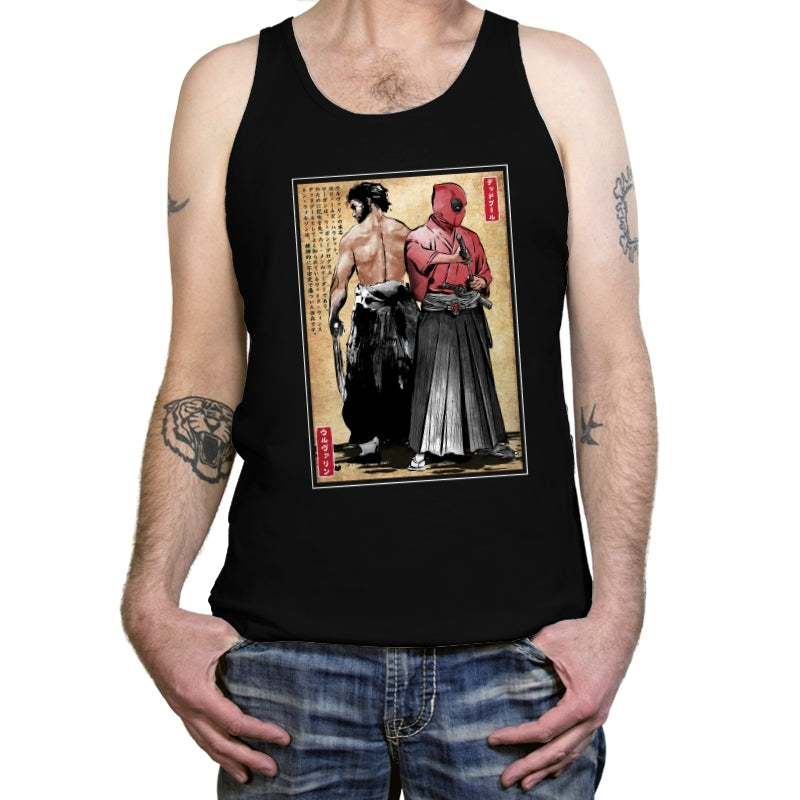 Mutant Samurai and Red Ronin woodblock - Tanktop