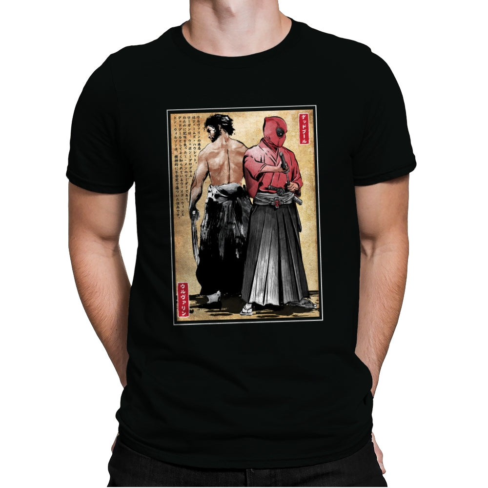 Mutant Samurai and Red Ronin woodblock - Mens Premium