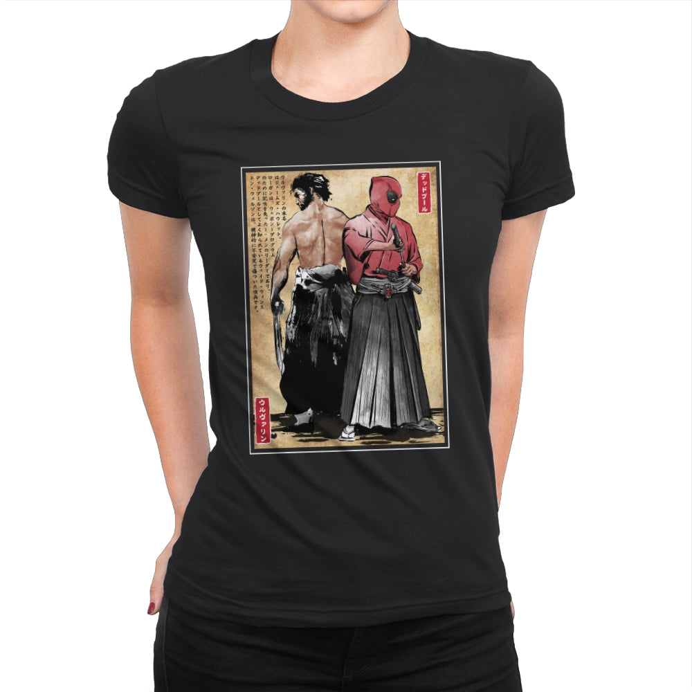 Mutant Samurai and Red Ronin woodblock - Womens Premium