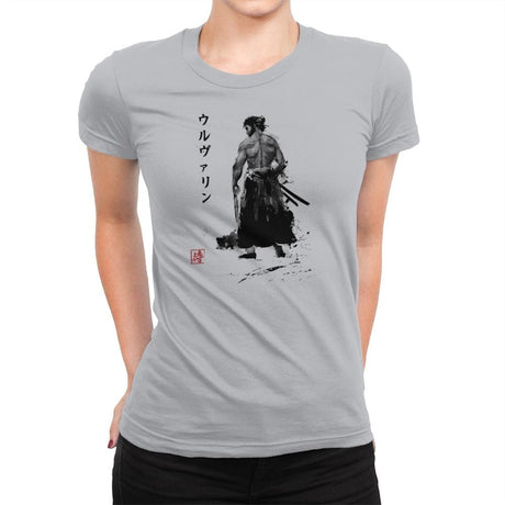 Immortal Samurai Sumi-e - Sumi Ink Wars - Womens Premium T-Shirts RIPT Apparel Small / Heather Grey