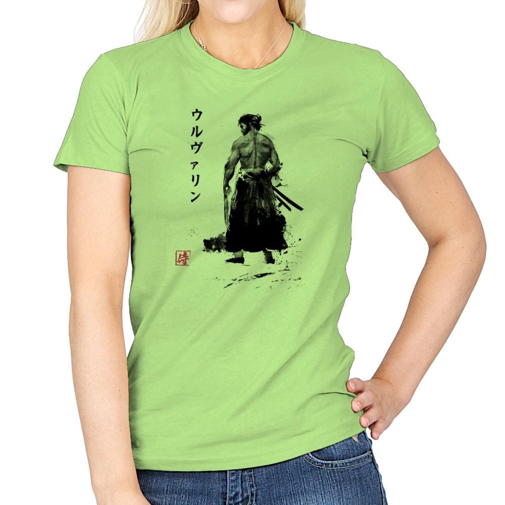 Immortal Samurai Sumi-e - Sumi Ink Wars - Womens T-Shirts RIPT Apparel Small / Mint Green