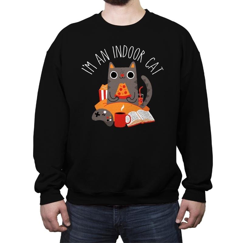 Indoor Cat - Crew Neck Sweatshirt Crew Neck Sweatshirt RIPT Apparel Small / Black