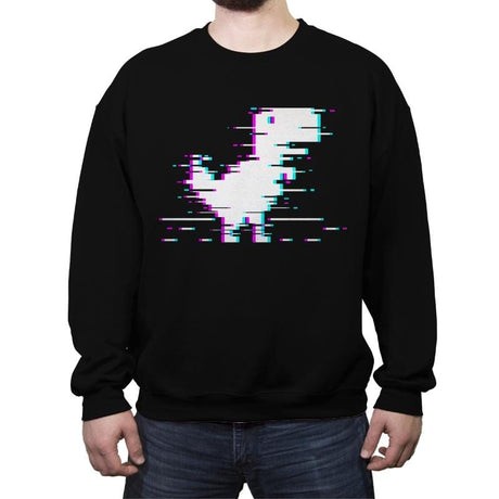 Internet Dino Glitch - Crew Neck Sweatshirt Crew Neck Sweatshirt RIPT Apparel Small / Black