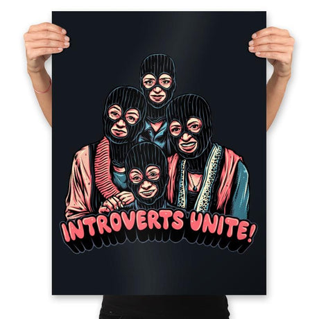 Introverts Unite - Prints Posters RIPT Apparel 18x24 / Black