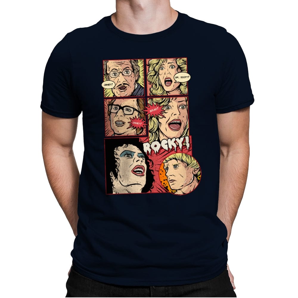 Janet, Dr. Scott, Janet, Brad, Rocky! - Mens Premium T-Shirts RIPT Apparel Small / Midnight Navy