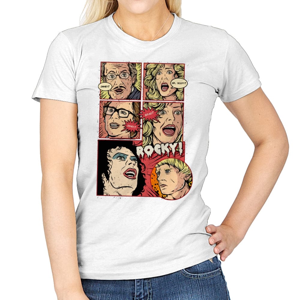 Janet, Dr. Scott, Janet, Brad, Rocky! - Womens T-Shirts RIPT Apparel Small / White