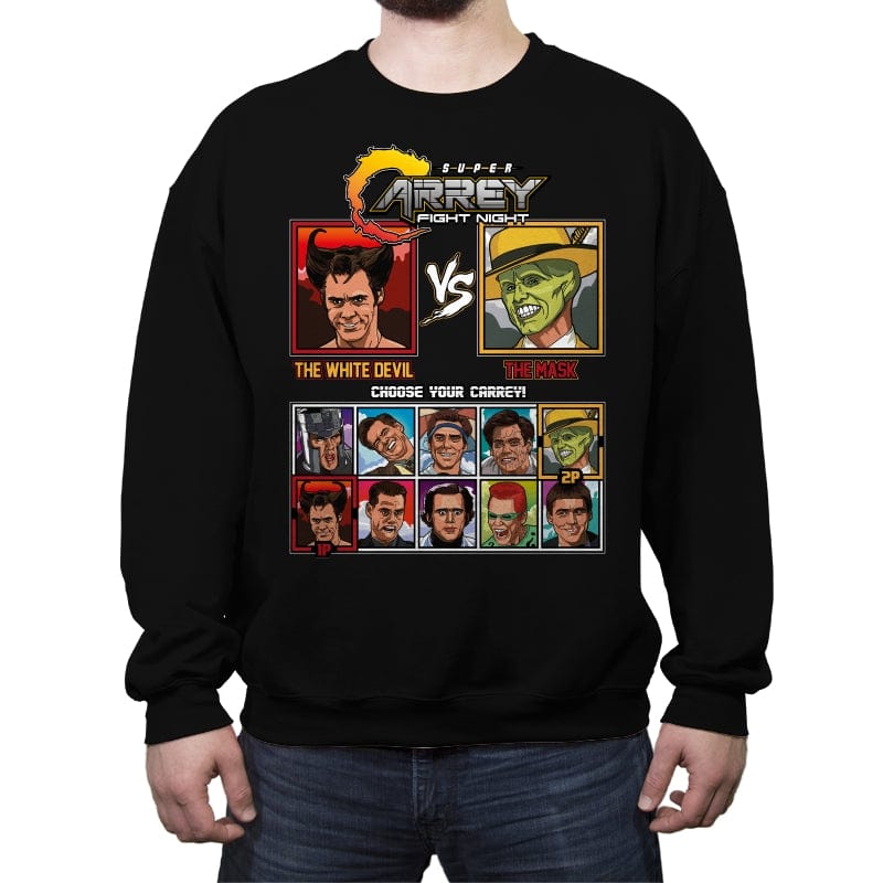 Jim Carrey Fight Night - Retro Fighter Series - Crew Neck Sweatshirt Crew Neck Sweatshirt RIPT Apparel Small / Black