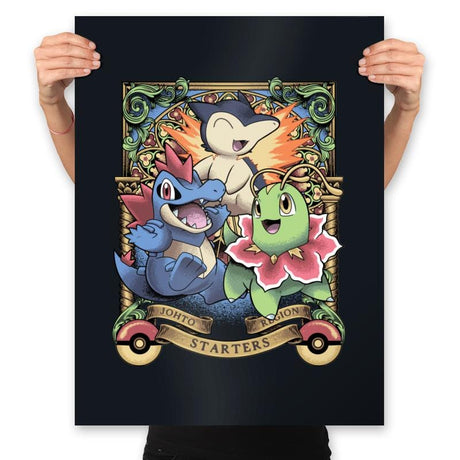 Johto Starters - Prints Posters RIPT Apparel 18x24 / Black