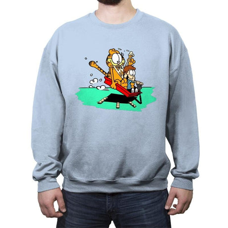 Jon and a Lasagna Lover - Crew Neck Sweatshirt Crew Neck Sweatshirt RIPT Apparel Small / Light Blue