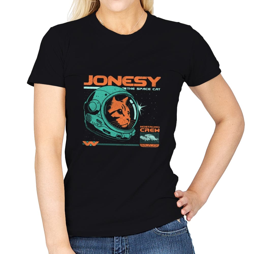 Jonesy The Space Cat  - Womens T-Shirts RIPT Apparel Small / Black