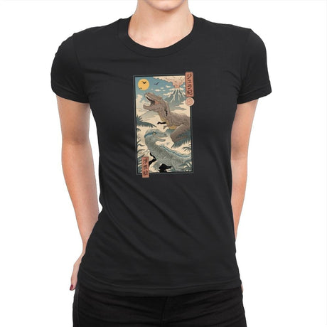 Jurassic Ukiyo-e 2 - Womens Premium T-Shirts RIPT Apparel Small / Black