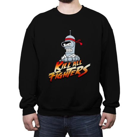 Kill all fighters - Crew Neck Sweatshirt Crew Neck Sweatshirt RIPT Apparel Small / Black