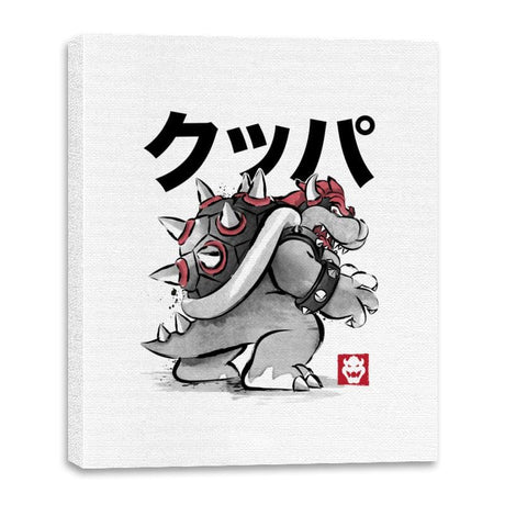 King Koopa Sumi-e - Canvas Wraps Canvas Wraps RIPT Apparel 16x20 / White