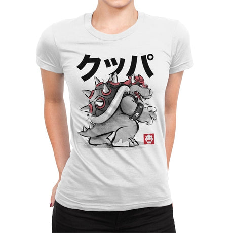 King Koopa Sumi-e - Womens Premium T-Shirts RIPT Apparel Small / White