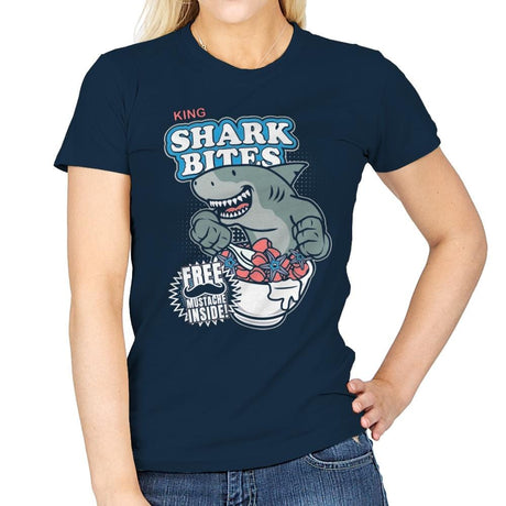 King Shark Bites - Womens T-Shirts RIPT Apparel Small / Navy