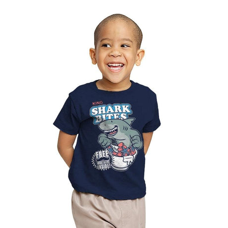 King Shark Bites - Youth T-Shirts RIPT Apparel X-small / Navy